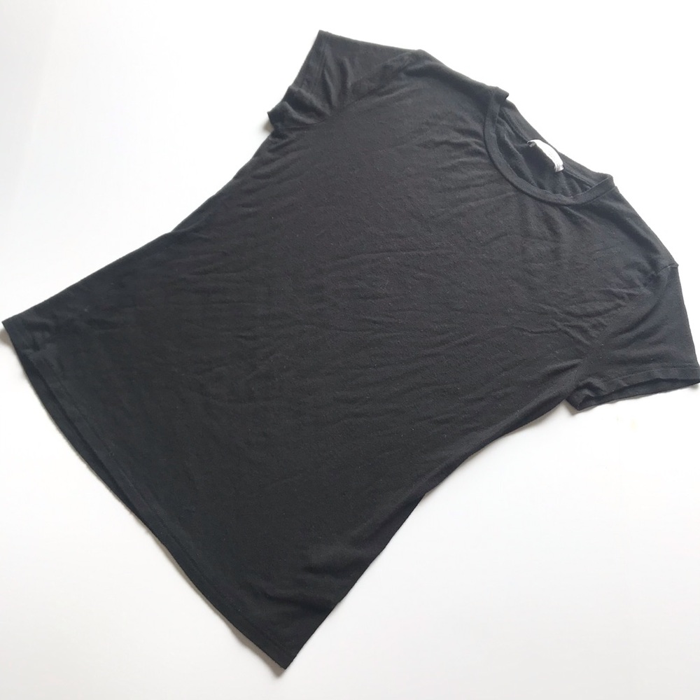 Zara Solid Black Stretchy Short Sleeve T Shirt Top